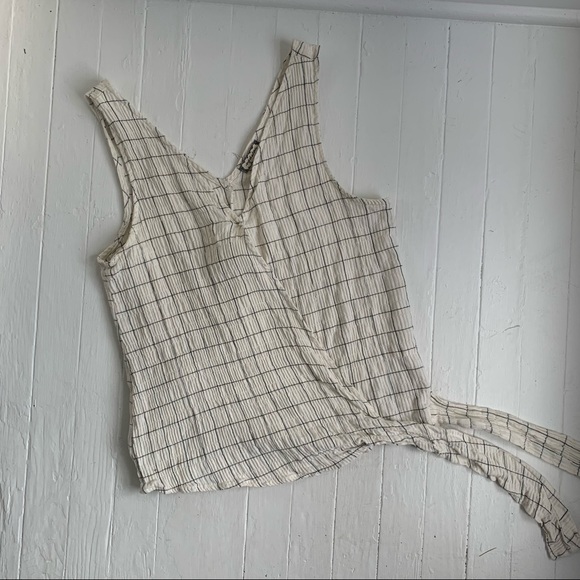 Eye Shadow | Cream Windowpane Pattern Wrap Tank Top - Small - Picture 7 of 14